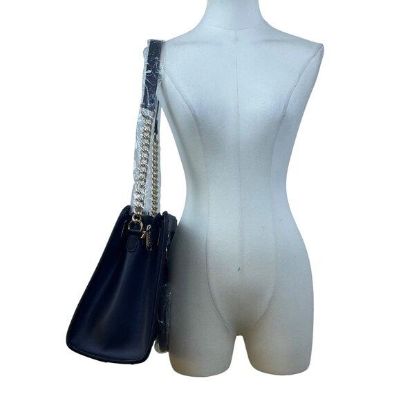 Dasein  Navy Blue Floral Faux Leather Tote Bag with matching wallet - Picture 16 of 16